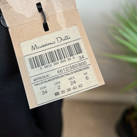 NWT Massimo Dutti Black Midi Dress LBD Ling Sleeve High Neck 2 - Picture 7 of 7